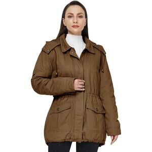 WenVen Women's Winter Warm Military Parka Jacket with Detachable Hood Size 2X